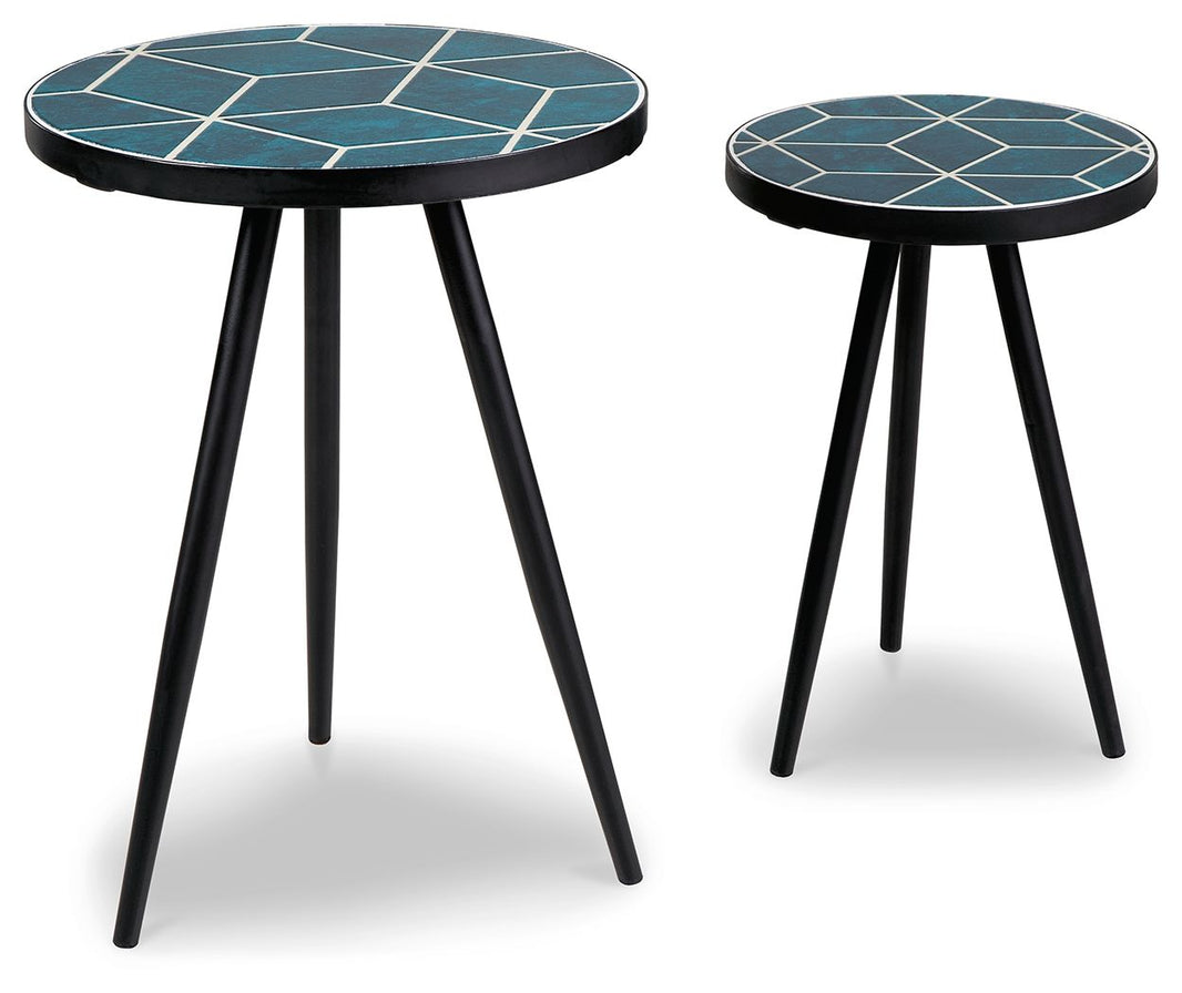 Clairbelle - Accent Table (Set of 2) - Teal, product view with metal