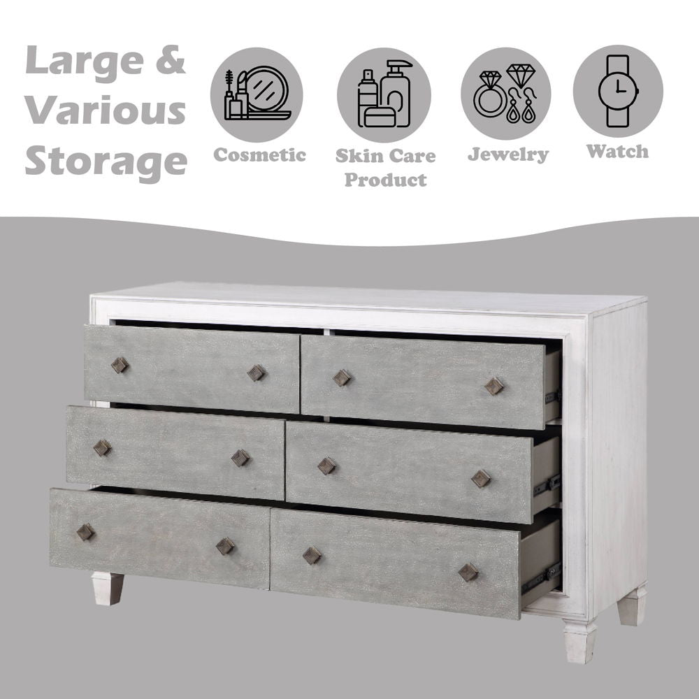 Katia - Dresser - Rustic Gray & Weathered White, alternate view 6 with linen fabric