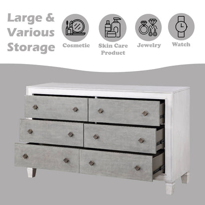 Katia - Dresser - Rustic Gray & Weathered White, alternate view 6 with linen fabric