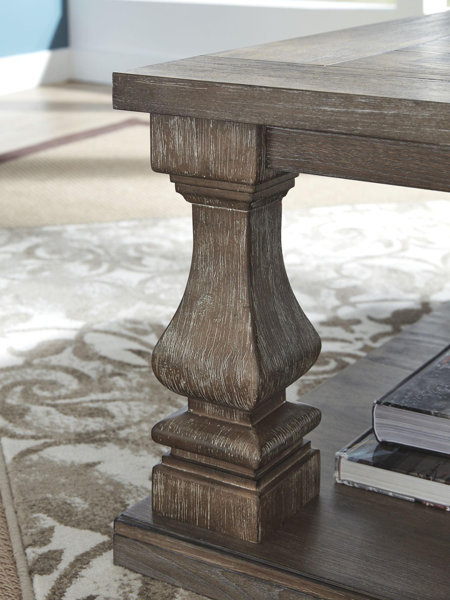 Johnelle - Rectangular Cocktail Table - Gray, alternate view 5 with engineered wood