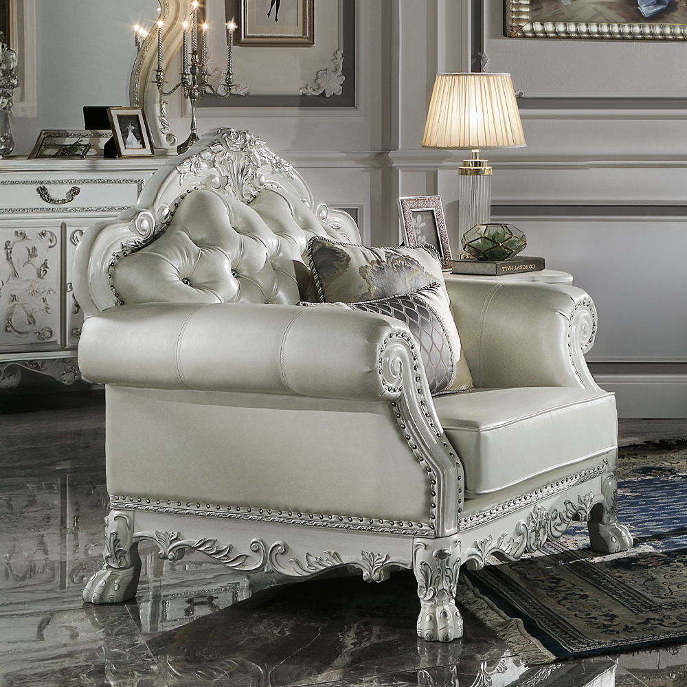 Dresden - Chair With 2 Pillows - Synthetic Leather & Bone White, alternate view 5