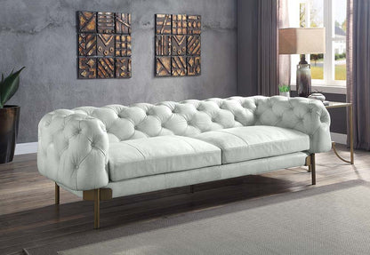 Ragle - Sofa - Vintage White Top Grain Leather, alternate view 6 with wood construction