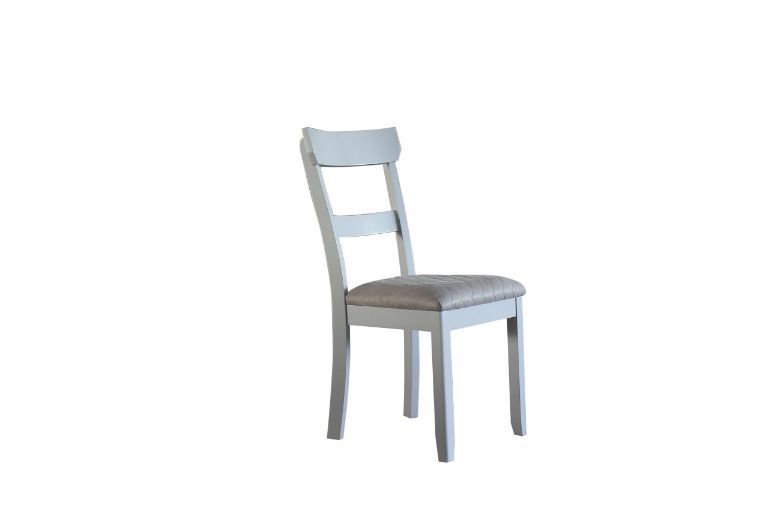 House Marchese - Side Chair (Set of 2) - Two Tone Gray Fabric & Pearl Gray, product view with wood construction