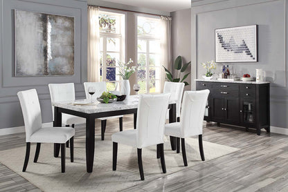 Hussein - Side Chair (Set of 2) - White Synthetic Leather & Black