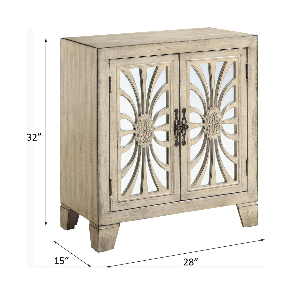 Nalani - Console Cabinet - Antique White, alternate view 4 with wood construction
