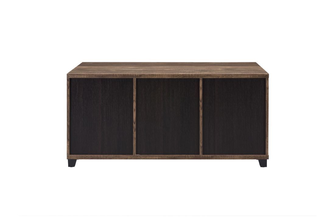 Nineel - Coffee Table - Obscure Glass, Rustic Oak & Black, alternate view 6 with wood construction
