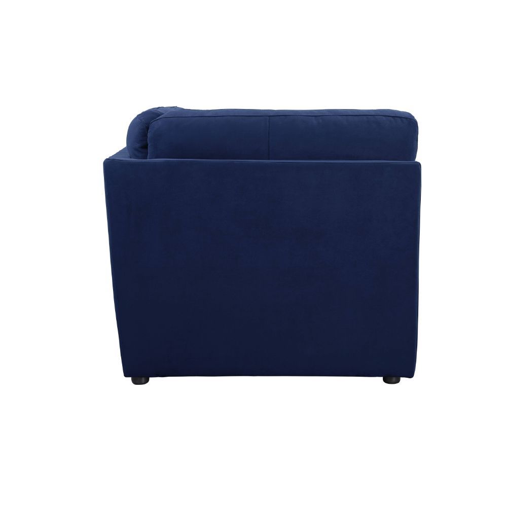 Crosby - Modular Wedge - Blue Fabric, alternate view 4 with wood construction