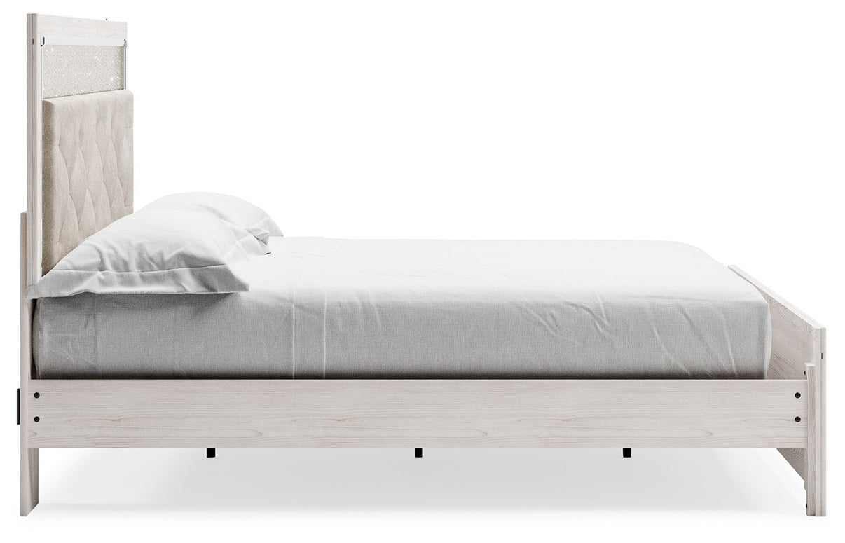 Altyra - King Panel Bed With Upholstered Headboard - White, alternate view 6 with polyester fabric