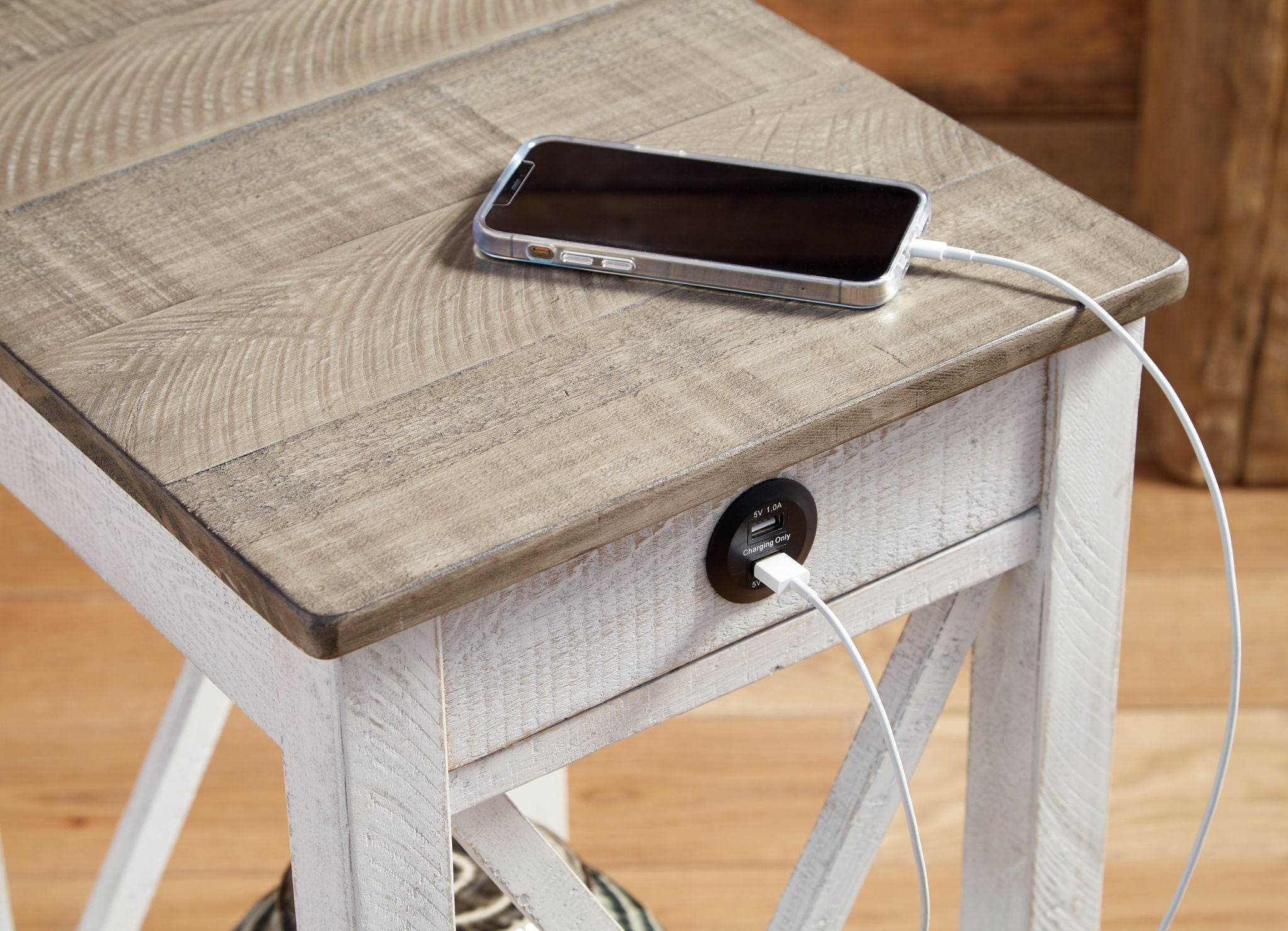 Adalane - Accent Table - White / Gray, alternate view 7 with engineered wood