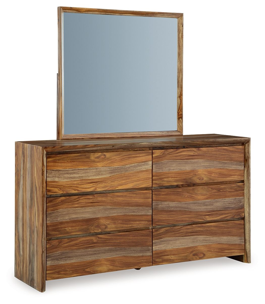 Dressonni - Dresser And Mirror - Brown, product view with wood construction