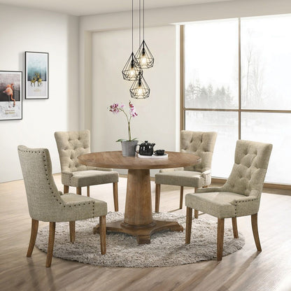 Yotam - Side Chair (Set of 2) - Beige Fabric & Salvaged Oak, alternate view 6 with wood construction