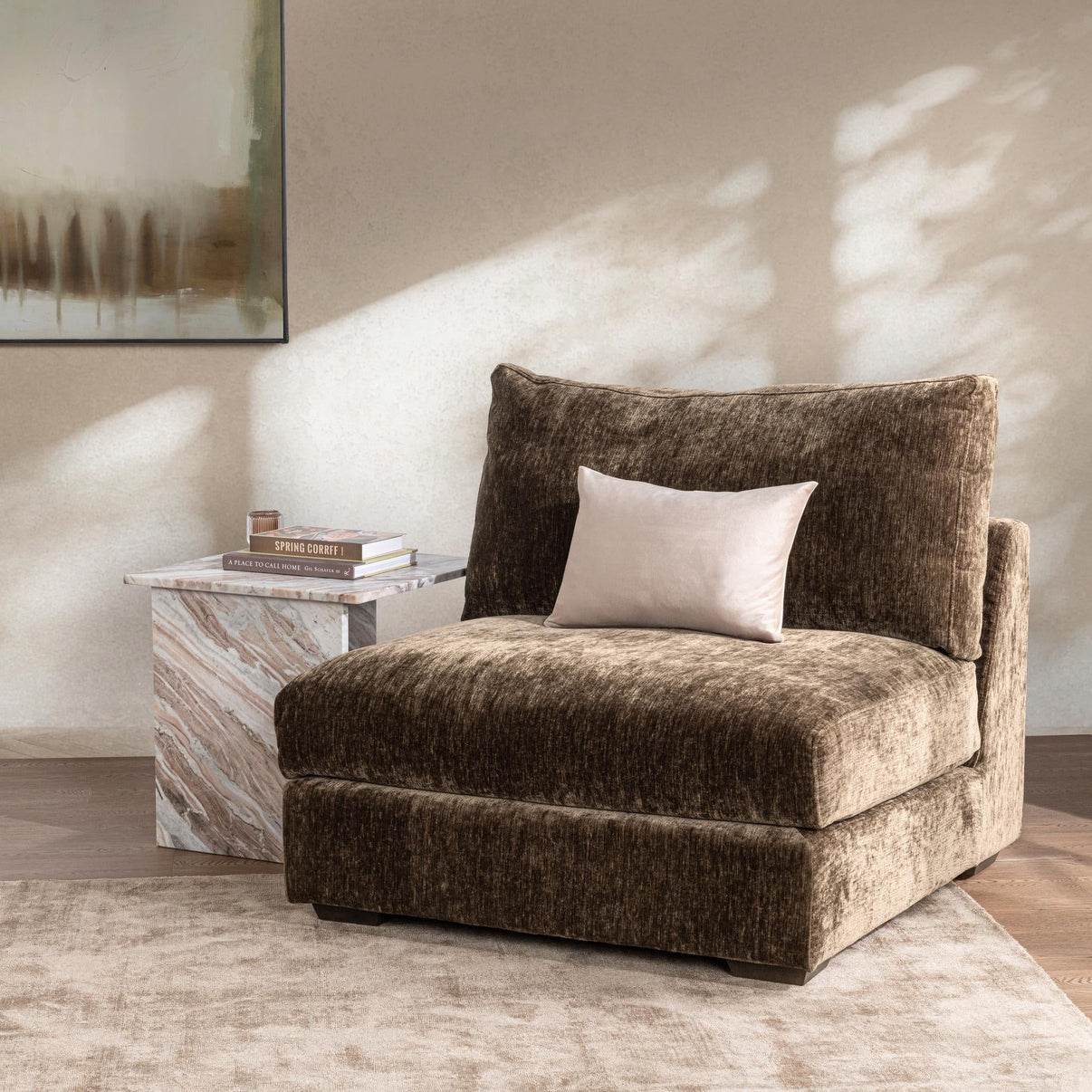 Ludwig - Armless Chair - Mossed Brown, alternate view 4 with polyester fabric