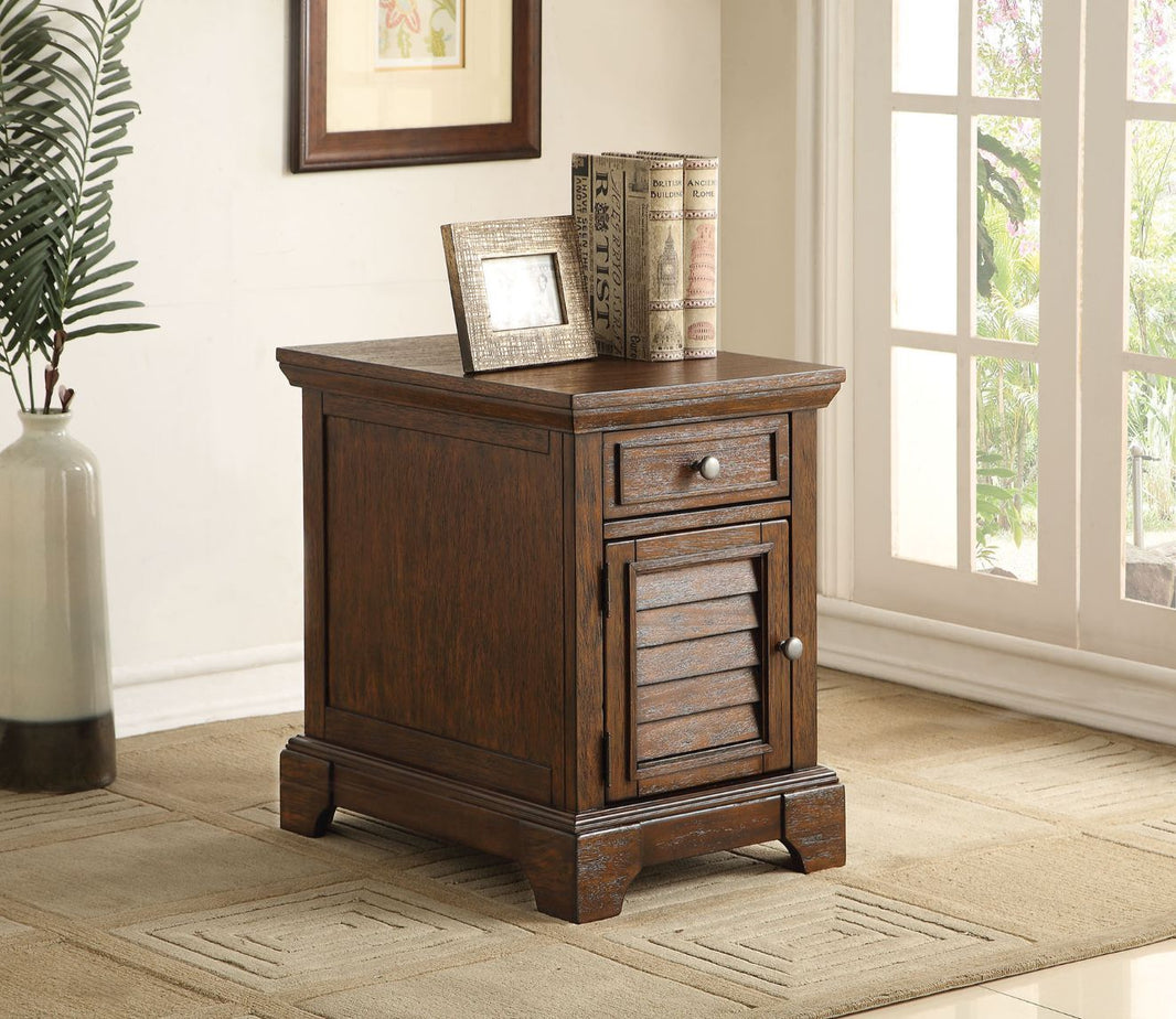 Evrard - Accent Table - Dark Oak, product view with wood construction