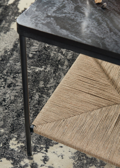 Minrich - Accent Table - Black / Natural, alternate view 3 with jute