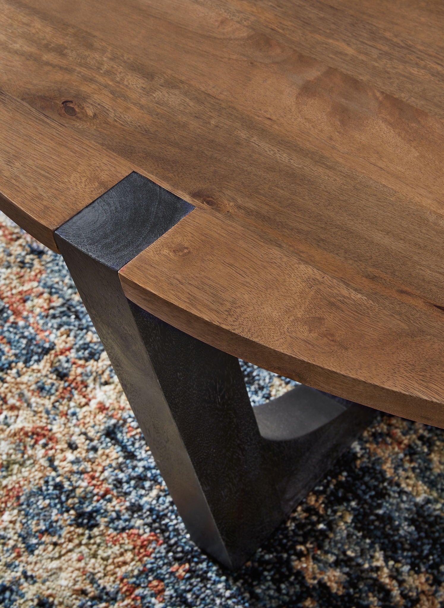 Hanneforth - Round Cocktail Table - Brown, alternate view 6 with solid wood