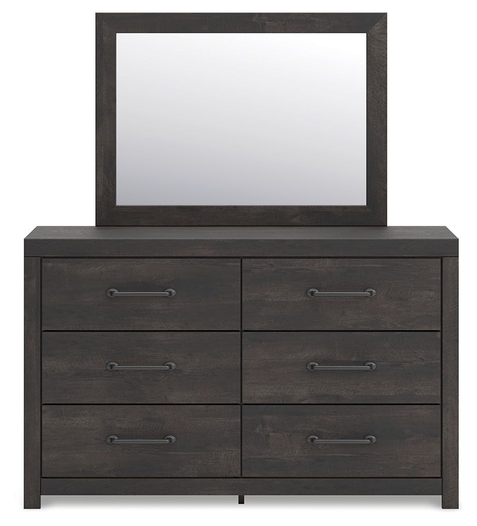 Hollivern - Dresser And Mirror - Dark Gray, alternate view 7 with linen fabric