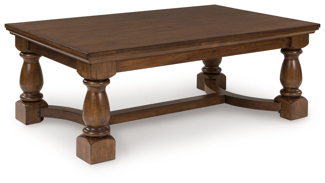 Sturlayne - Rectangular Cocktail Table - Brown, product view with wood construction