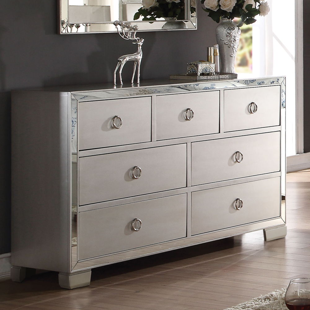 Voeville II - Dresser - Platinum, product view with wood construction