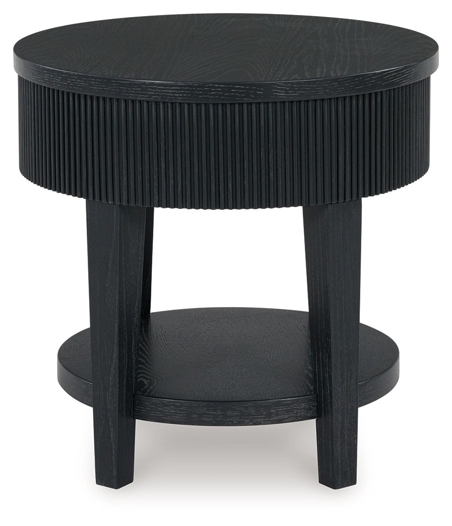 Marstream - Round End Table - Black, alternate view 8 with wood construction