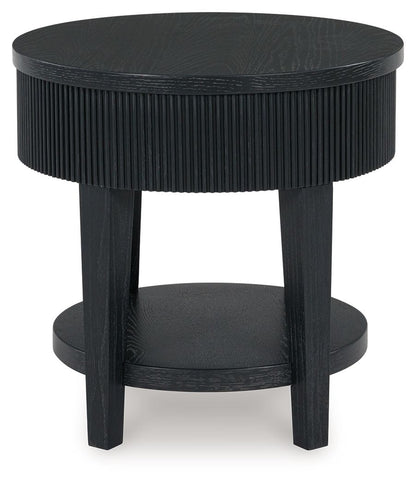 Marstream - Round End Table - Black, alternate view 8 with wood construction