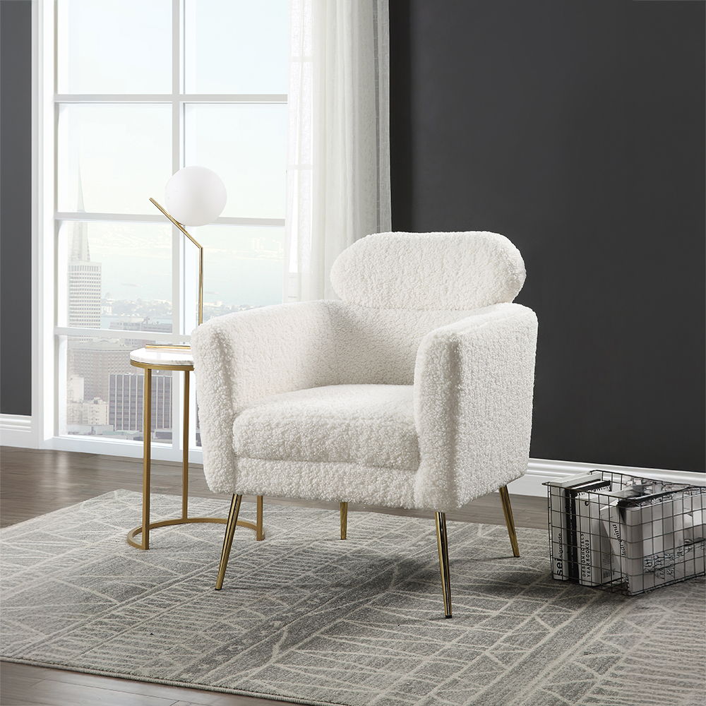 Connock - Accent Chair - White Teddy Sherpa, alternate view 8 with wood construction