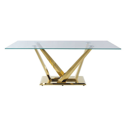 Barnard - Dining Table - Clear Glass & Mirrored Gold, alternate view 5 with velvet upholstery