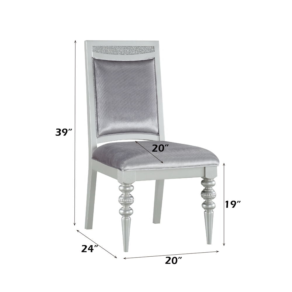 Maverick - Side Chair (Set of 2) - Fabric & Platinum, alternate view 2 with wood construction