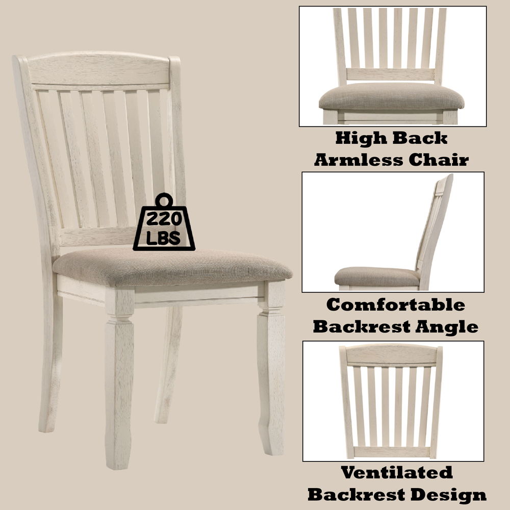 Fedele - Side Chair (Set of 2) - Tan Fabric & Cream, alternate view 6 with wood construction