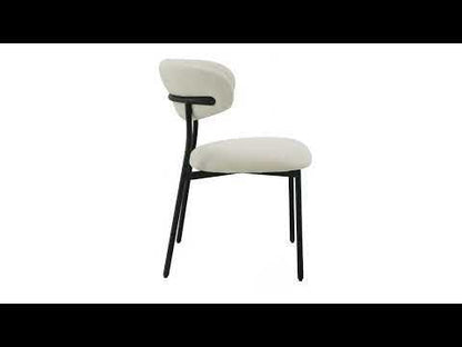 Jirina - Chenille Arm Chair With Metal Legs (Set of 2) - Beige & Black