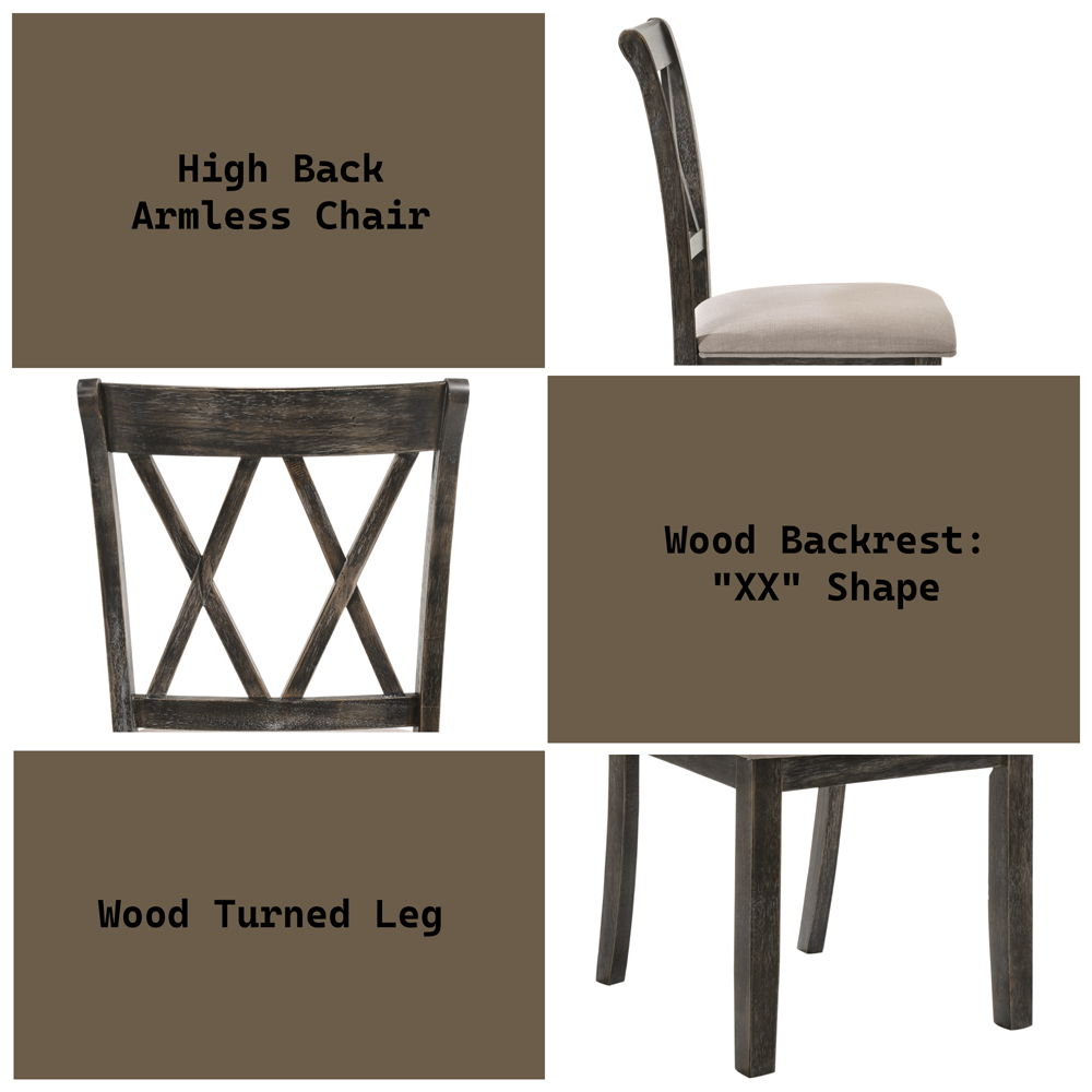 Claudia II - Side Chair (Set of 2) - Beige Fabric & Weathered Gray, alternate view 5 with linen fabric