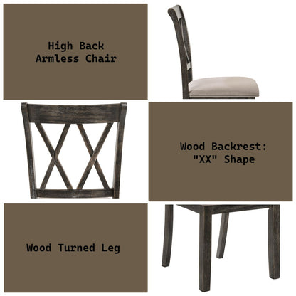 Claudia II - Side Chair (Set of 2) - Beige Fabric & Weathered Gray, alternate view 5 with linen fabric