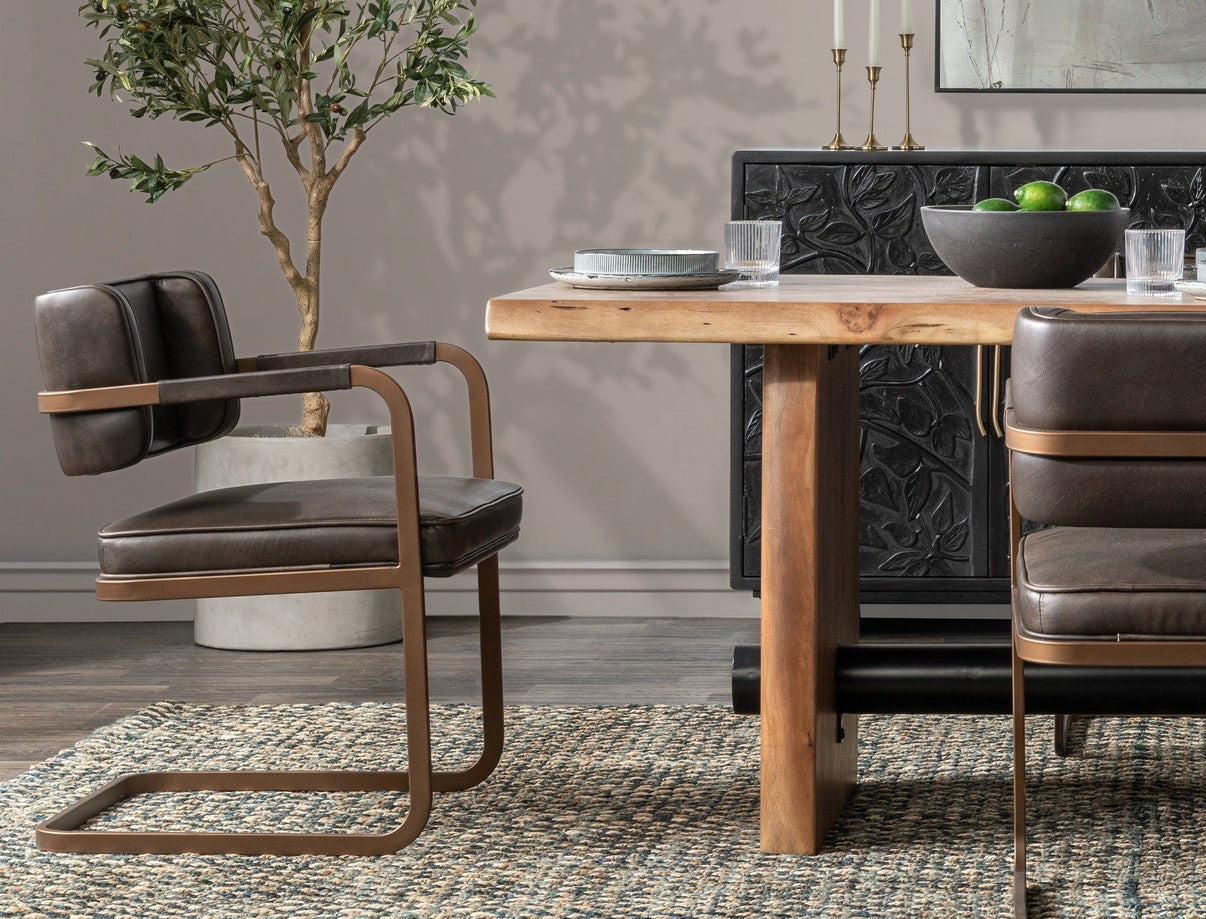 Brinton - 80" Dining Table - Acorn Brown, alternate view 6 with wood construction