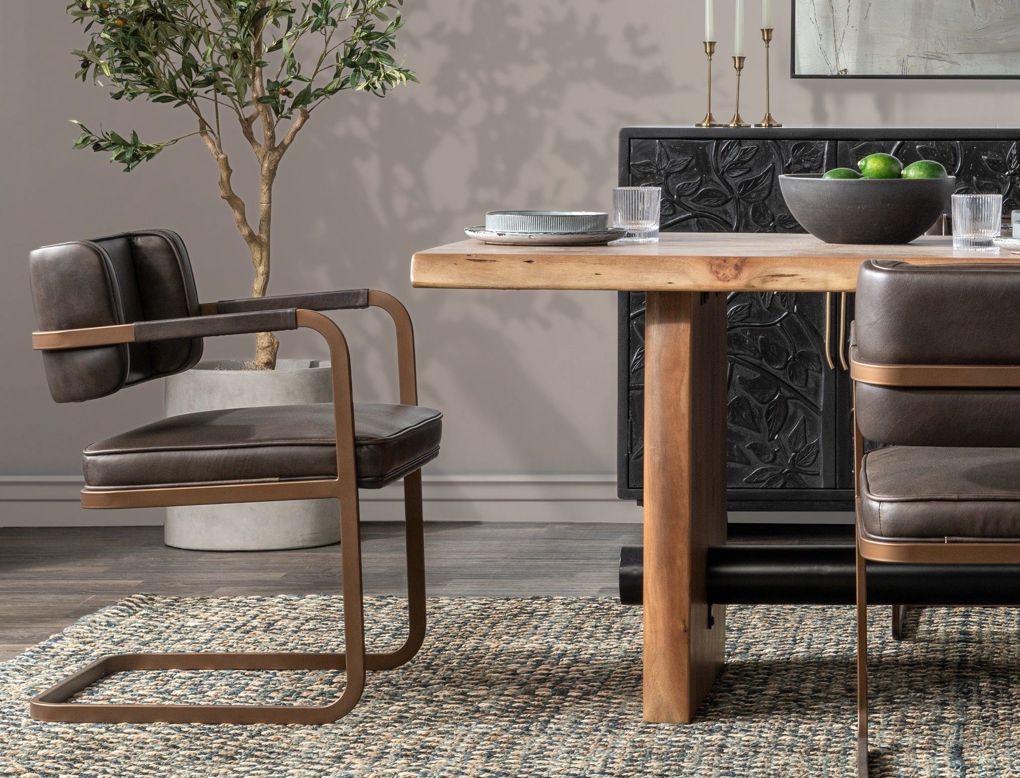 Brinton - 80" Dining Table - Acorn Brown, alternate view 6 with wood construction