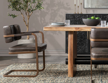 Brinton - 80" Dining Table - Acorn Brown, alternate view 6 with wood construction