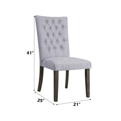 Merel - Side Chair (Set of 2) - Gray Linen & Gray Oak, alternate view 5 with wood construction