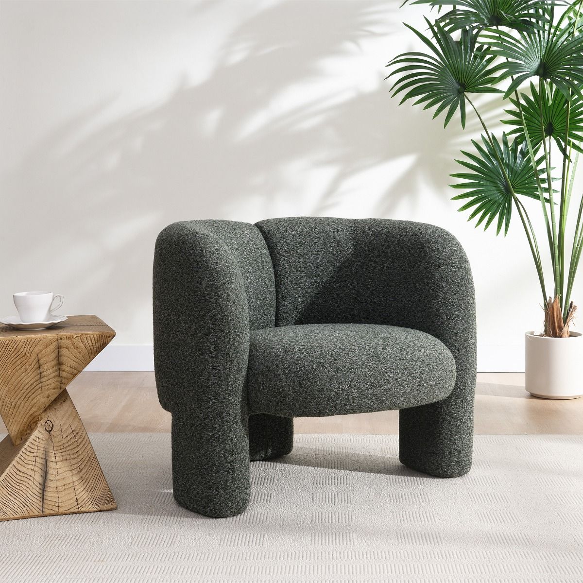 Pemba - Accent Chair - Green Tweed, alternate view 6 with wood construction