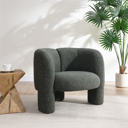Pemba - Accent Chair - Green Tweed, alternate view 6 with wood construction
