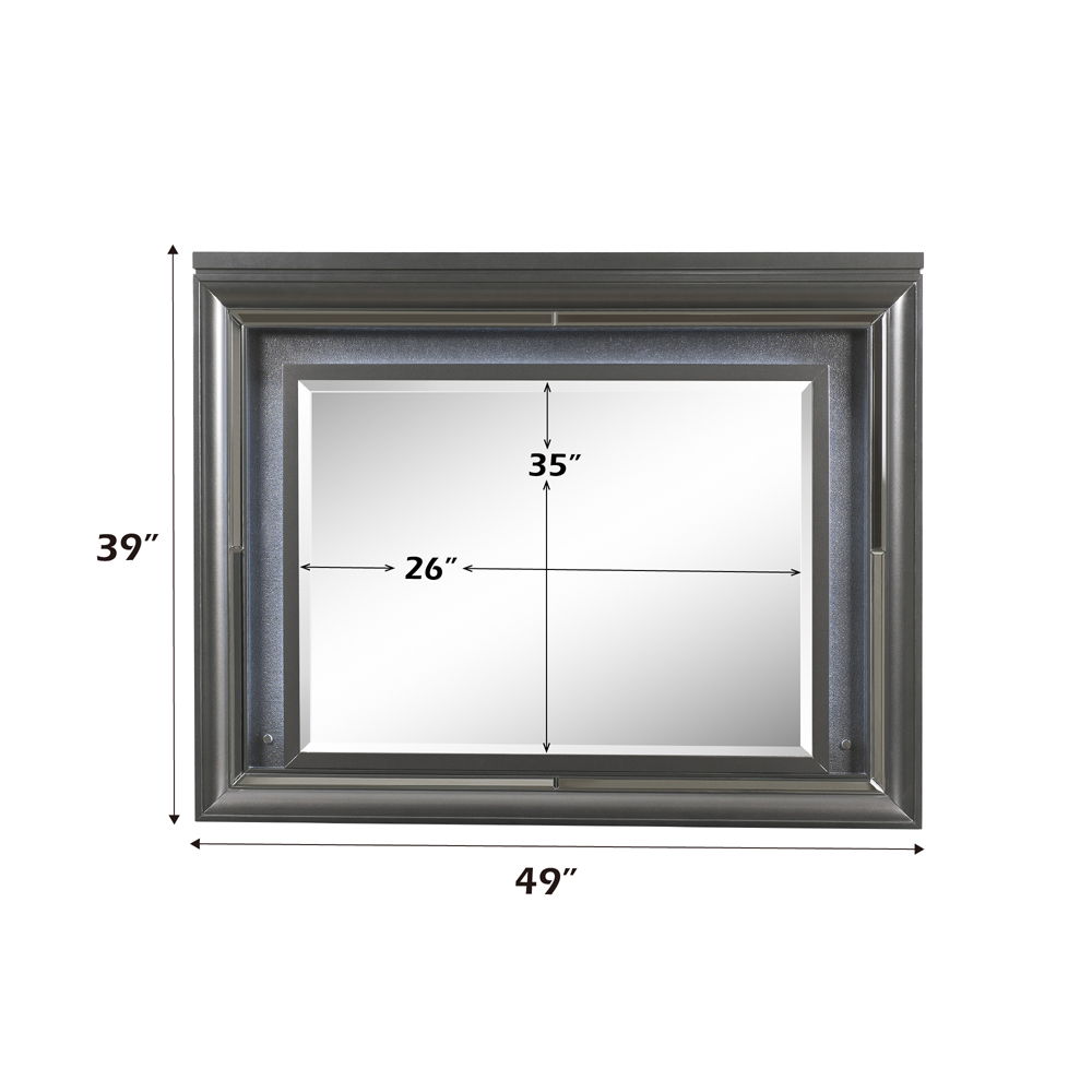 Sawyer - Mirror With LED - Metallic Gray, alternate view 7 with wood construction