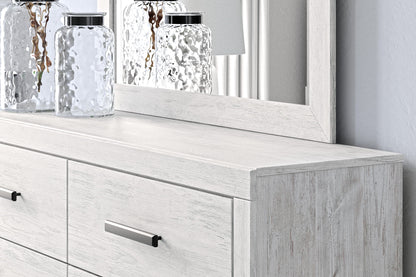 Cayboni - Dresser And Mirror - Whitewash, alternate view 7 with linen fabric