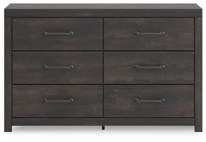 Hollivern - Six Drawer Dresser - Dark Gray, alternate view 8 with linen fabric