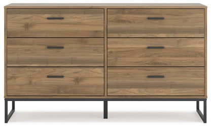 Deanlow - Six Drawer Dresser - Honey, alternate view 8 with engineered wood