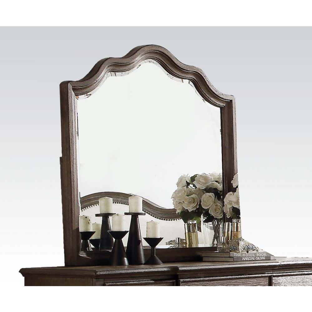 Baudouin - Mirror - Weathered Oak, product view with wood construction