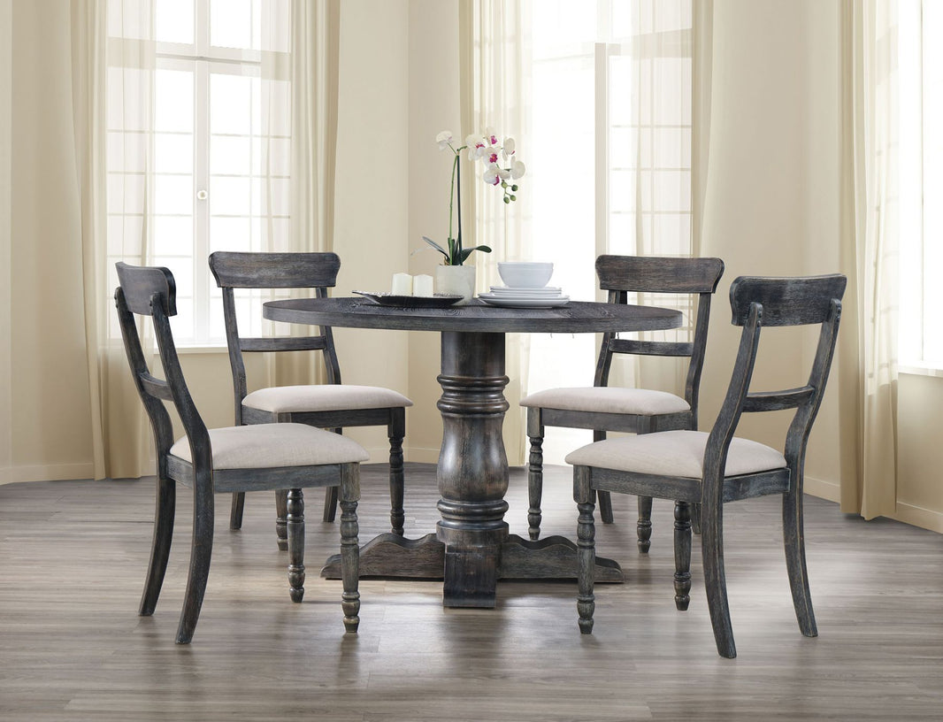 Leventis - Dining Table - Weathered Gray, product view with wood construction
