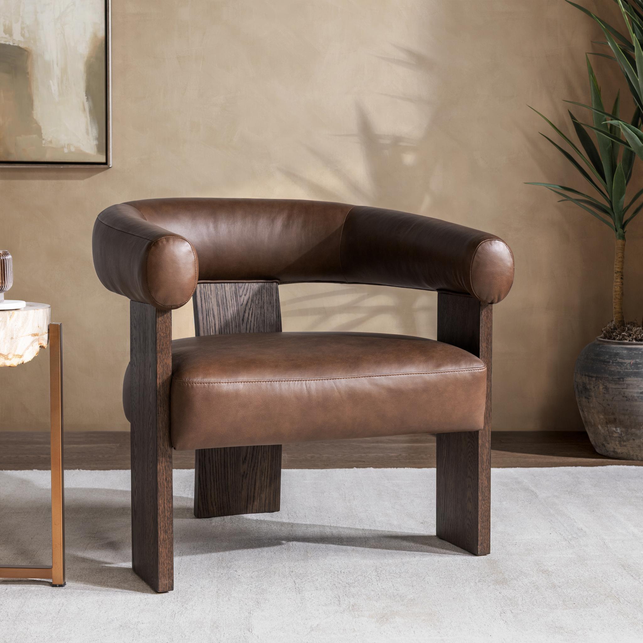 Julina - Accent Chair - Rich Cocoa, alternate view 7 with top-grain leather