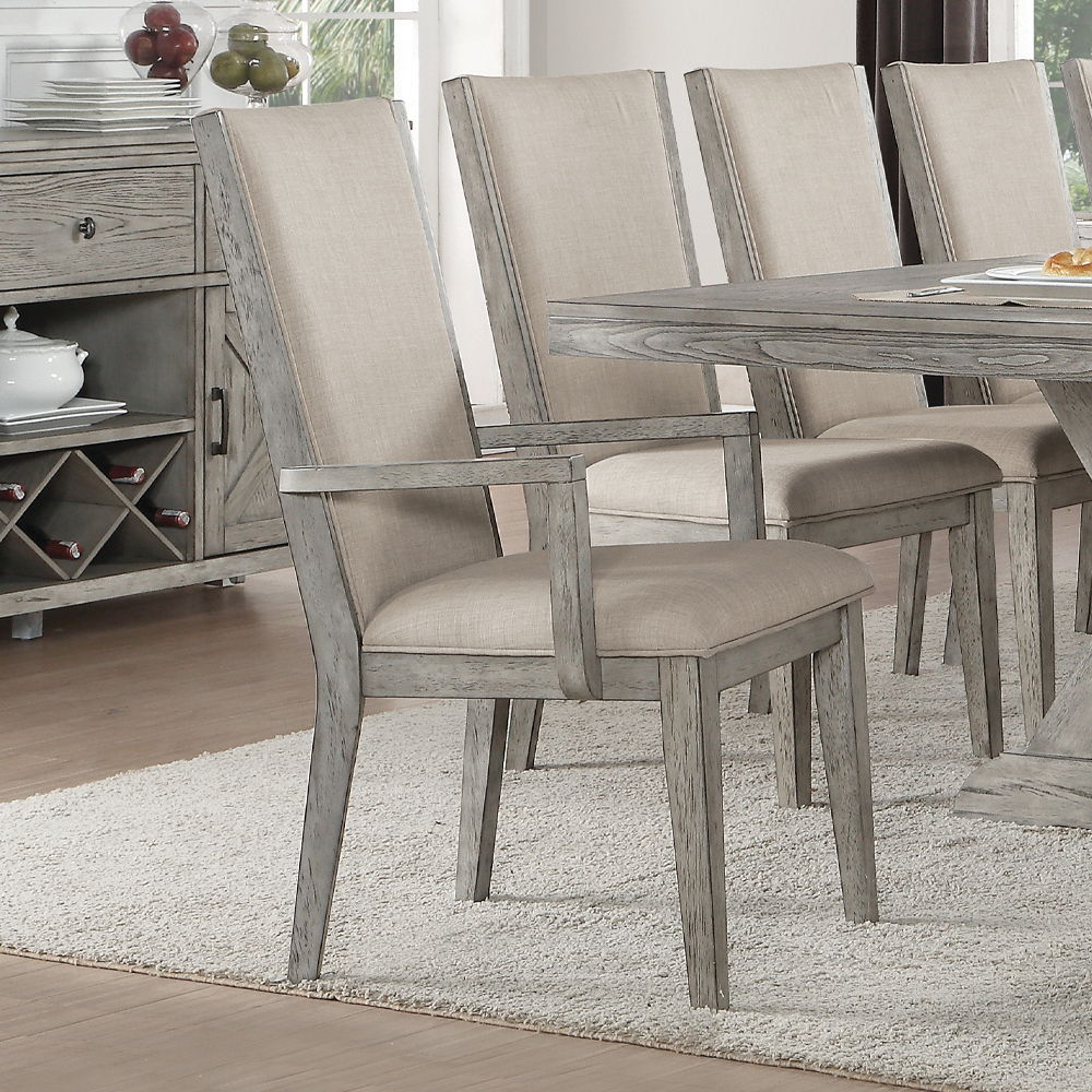 Rocky - Arm Chair (Set of 2) - Fabric & Gray Oak, product view with wood construction