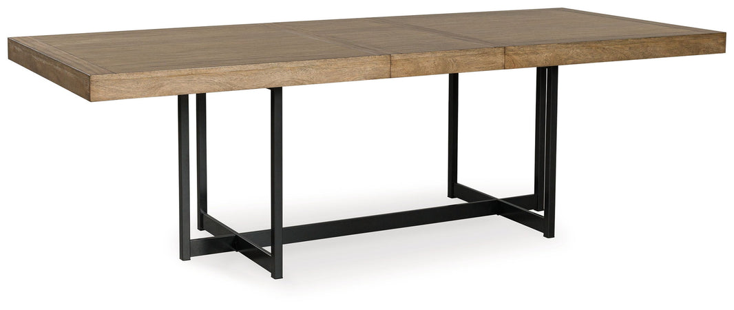 Tomtyn - Rectangular Dining Room Extension Table - Light Brown, product view with wood construction