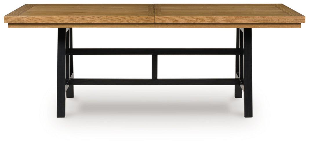 Galliden - Rectangular Dining Room Extension Table - Black / Brown, alternate view 2 with wood construction