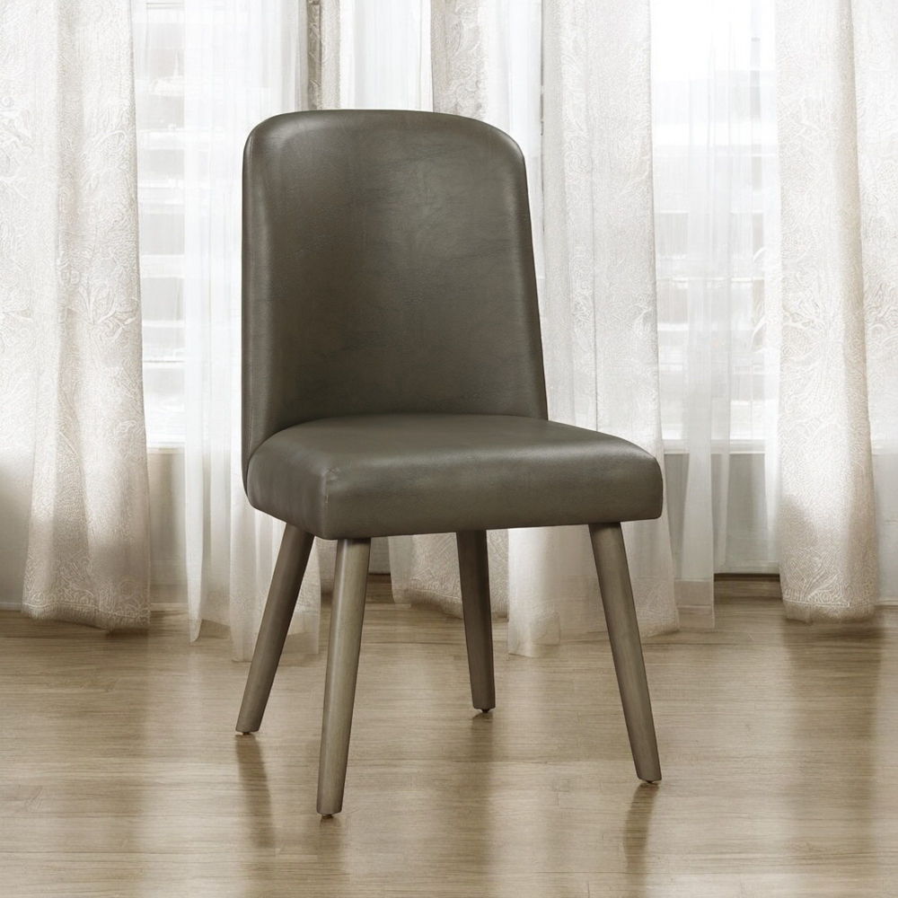 Waylon - Side Chair (Set of 2) - Gray Synthetic Leather & Gray Oak, alternate view 6 with wood construction