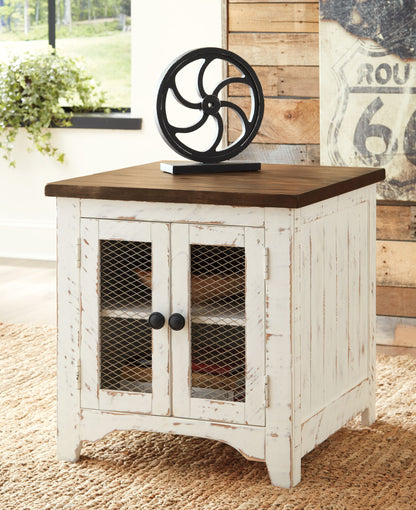Wystfield - Rectangular End Table - 2 Doors - White / Brown, alternate view 9 with engineered wood