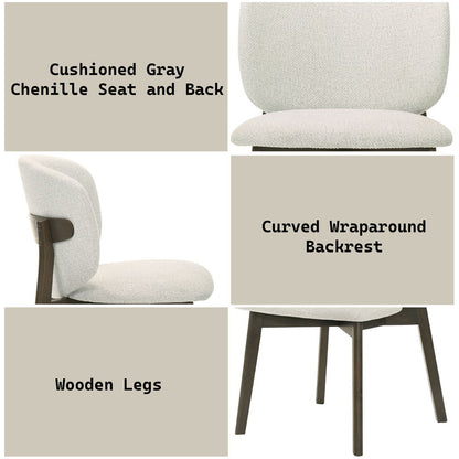 Mallin - Side Chair (Set of 2) - Gray Chenille & Walnut